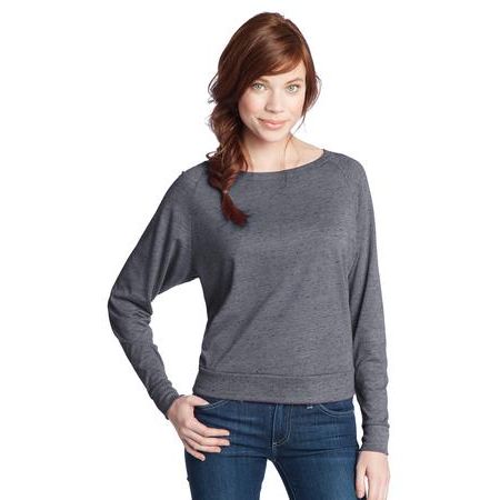 District &#174;  - Juniors Textured Wide Neck Long Sleeve Raglan DT272