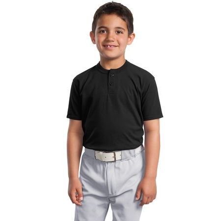 Sport-Tek Youth Short Sleeve Henley. YT210