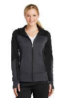 Sport-Tek &#174;  Ladies Tech Fleece Colorblock Full-Zip Hooded Jacket. LST245