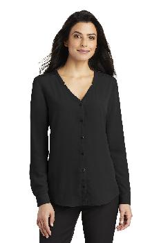 Port Authority Ladies Long Sleeve Button-Front Blouse. LW700